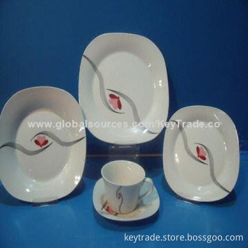 Fine Porcelain 20pcs Dinner Set in Square Shape, with Decal